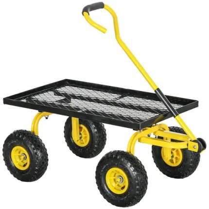 Chariot de jardin acier jaune 94 x 48.5 x 100 cm - PANGIVO