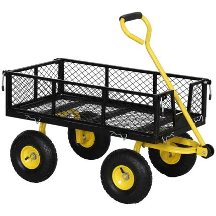 Chariot de jardin acier noir et jaune 104 x 54 x 51 cm - PANGIVO