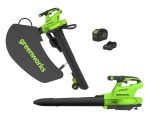 Souffleur aspirateur broyeur Greenworks GD48BV – Souffleur aspirateur broyeur sans fil Greenworks GD48BVIIK4 48V DVT brushless – 1 batterie 4,0 Ah + chargeur